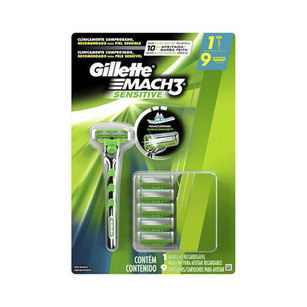 Imagem do produto Aparelho De Barbear Gillette Mach3 Sensitive + 9 Cargas