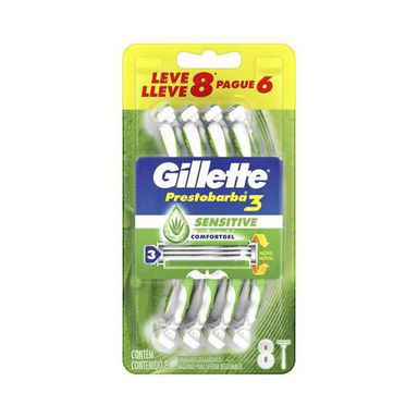 Imagem do produto Aparelho De Barbear Prestobarba 3 Gillete Sensecare Gillette 8 Unidades