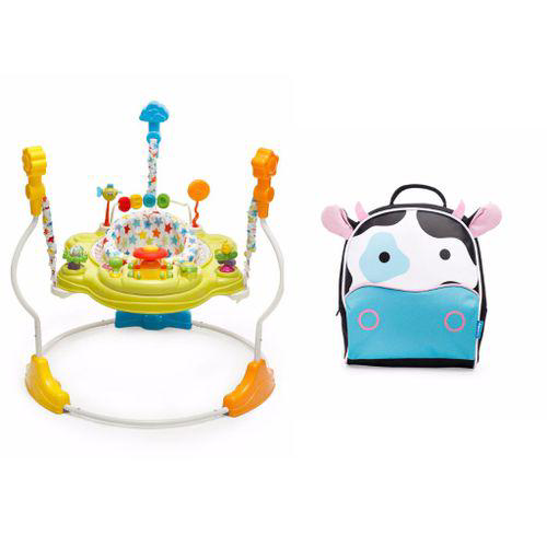Assento De Atividades Jumping Galzerano Branco + Mochila Passeio Com Guia Vaquinha