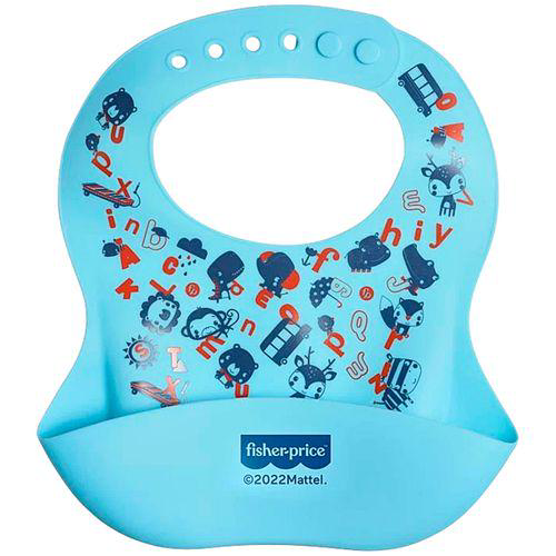 Babador De Silicone Estampado Yummy! Azul Fisherprice Bb1185