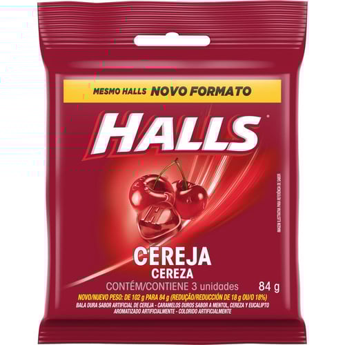 Imagem do produto Bala Halls Cereja 84G Com 3 Unidades