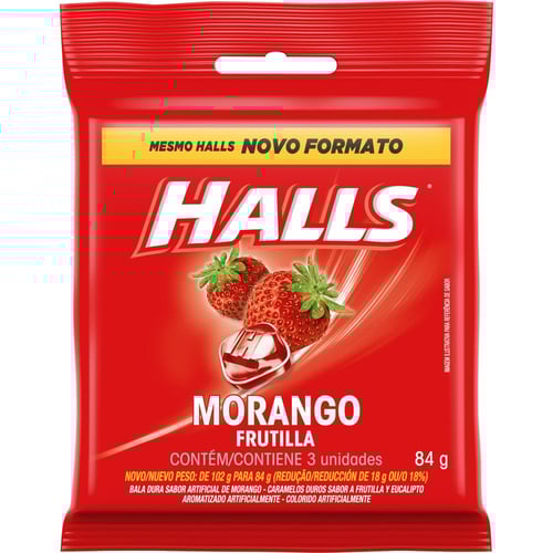Imagem do produto Bala Halls Morango 84G Com 3 Unidades