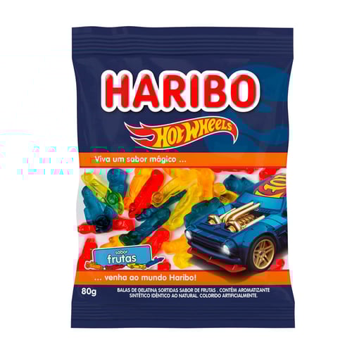 Bala Haribo Gelatinas Hot Wheels Frutas 80G