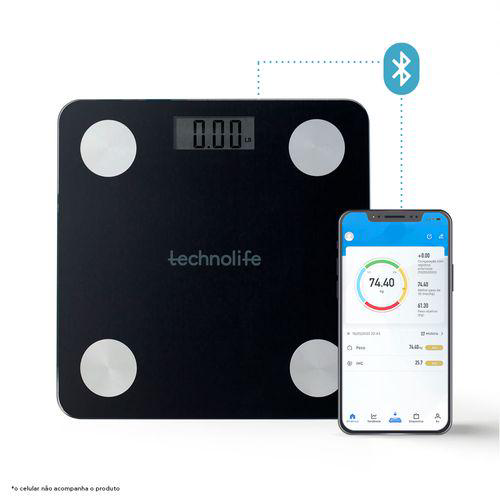 Balança Digital De Bioimpedncia Com Bluetooth Technolife Preta Hb8204