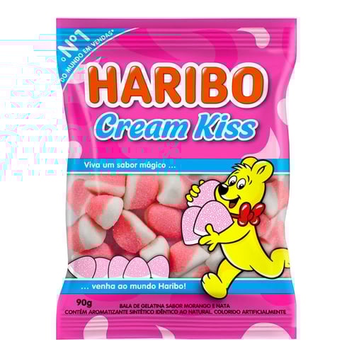 Imagem do produto Balas De Gelatina Haribo Cream Kiss Morango 100G