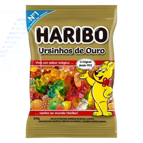 Imagem do produto Balas De Gelatina Haribo Ursinhos De Ouro Frutas 60G