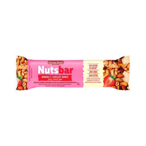 Barra Banana Brasil Nuts Bar 25Gr Morango E Chocolate Branco