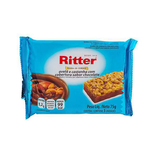 Imagem do produto Barra De Cereais Ritter Avelã E Castanha Com Cobertura Sabor Chocolate Com 3 Unidades De 25G Cada