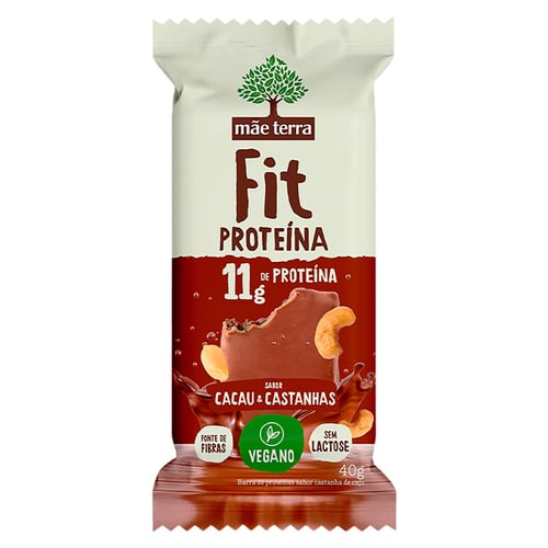 Imagem do produto Barra De Proteína Mãe Terra Fit Cacau E Castanhas Zero Lactose 40G