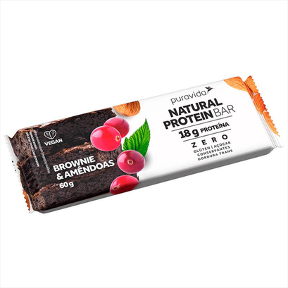 Barra De Proteína Natural Protein Bar Puravida Brownie E Amêndoas 60G