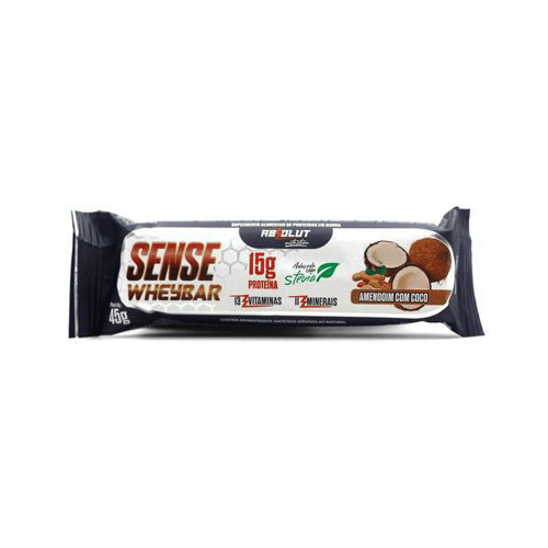 Barra De Proteína Sense Whey Bar Absolut Nutrition Amendoim Com Coco 45G