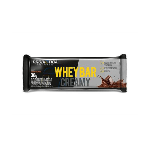 Barra De Proteína Whey Bar Creamy Probiótica Chocolate 38G