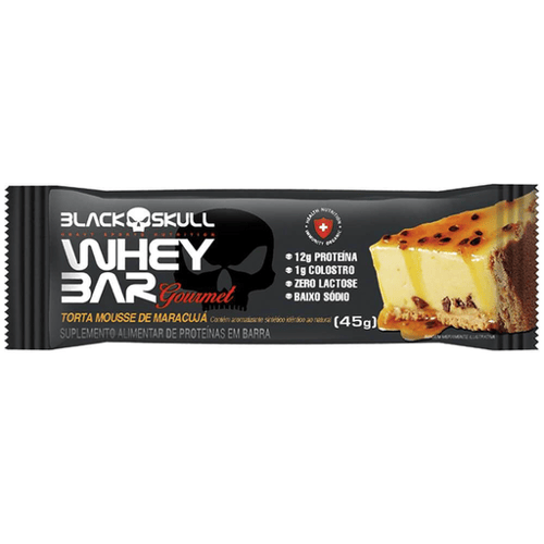 Imagem do produto Barra Whey Bar Gourmet 45G Zero Lactose Black Skull Sabor: Morango