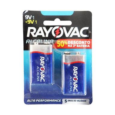 bateria rayovac 9v 2 unidades 50% de desconto na 2°