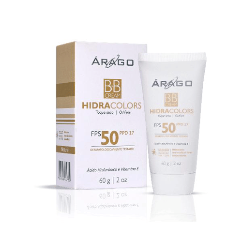 Protetor Solar Facial Árago BB Cream Hidra Colors FPS50 60G