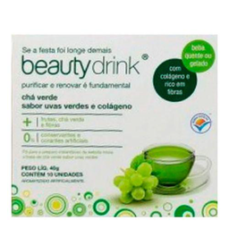 Beauty - Drink Chá Verde Solúvel Sabor Uvas Verdes E Colágeno C 10 Sachês
