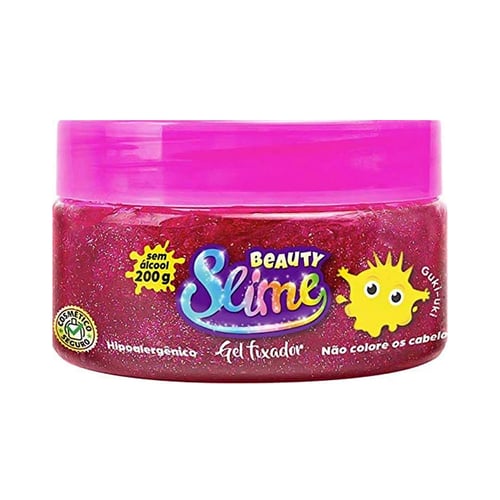 Beauty Slime Glitter Rosa Gel Fixador Para Cabelos 200G