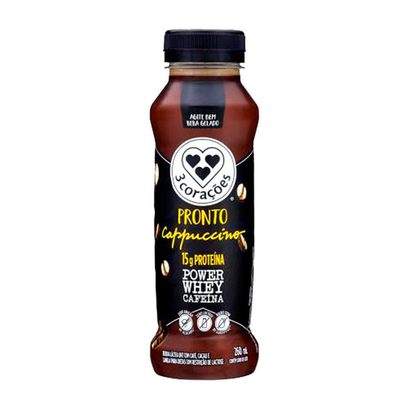 Imagem do produto Bebida Láctea 3 Corações Cappuccino Pronto Wey Cafeína 260Ml