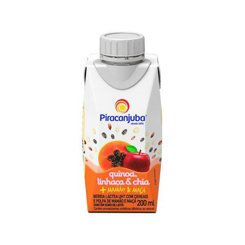 Imagem do produto Bebida Láctea Piracanjuba Quinoa E Linhaça Sabor Mamão E Maça Com 200Ml
