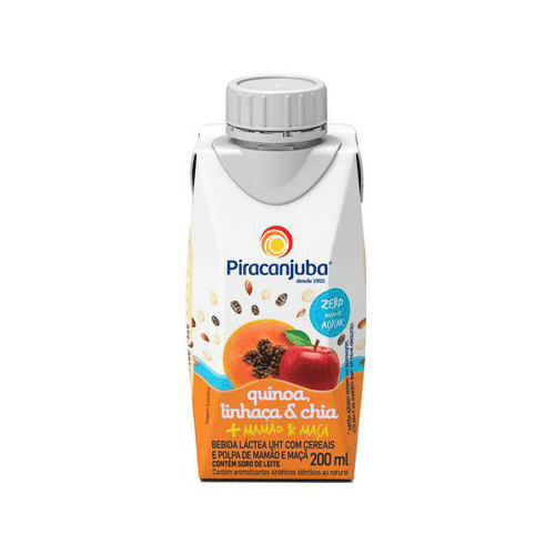 Imagem do produto Bebida Láctea Piracanjuba Quinoa E Linhaça Zero Sabor Mamão E Maça Com 200Ml
