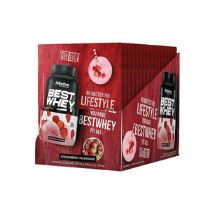 Imagem do produto Best Whey Atlhetica Display 15 Sachês Strawberry Milkshake Atlhetica Nutrition