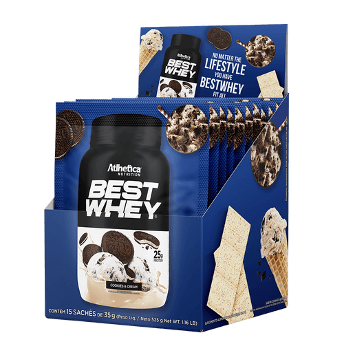 Imagem do produto Best Whey Display Com 15 Sachês De 35G Cookies And Cream Atlhetica Nutrition