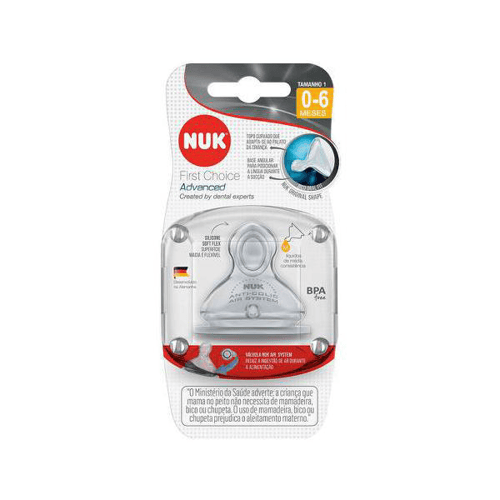 Imagem do produto Bico Mamadeira Nuk Silicone First Choice Advanced Média Consistência S1