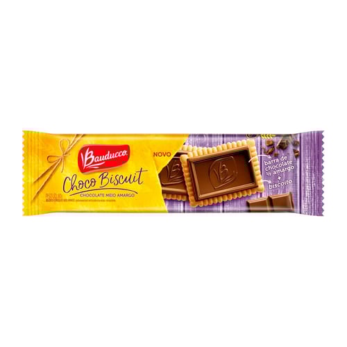 Biscoito Bauducco Choco Biscuit Chocolate Meio Amargo 80G
