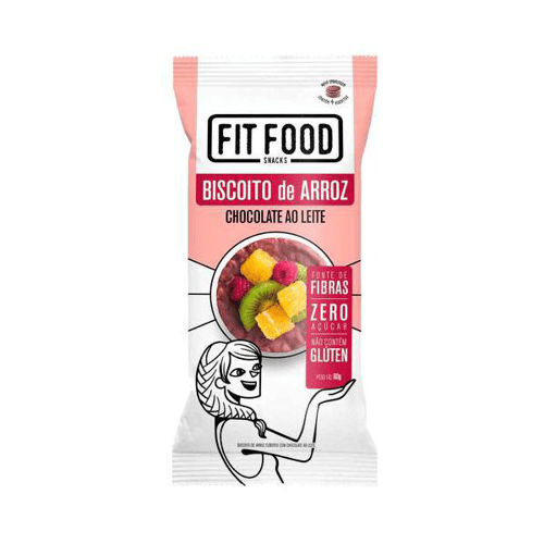 Imagem do produto Biscoito De Arroz C/ Chocolate Ao Leite Fit Food 60G