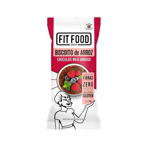 Imagem do produto Biscoito De Arroz C/ Chocolate Meio Amargo Fit Food 60G