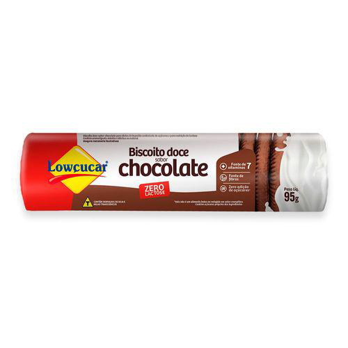Biscoito Doce Sabor Chocolate Zero Adição De Açúcares Lowçucar 95G