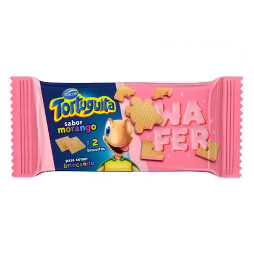 Biscoito Wafer Arcor Tortuguita Morango 85G