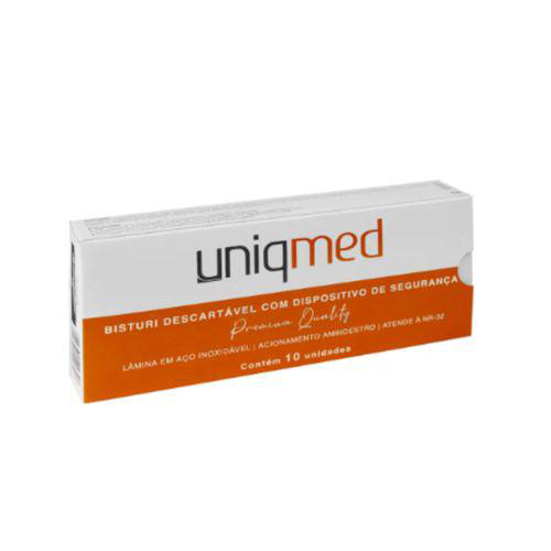 Imagem do produto Bisturi Descartável Com Dispositivo De Segurança Cx 10 Unid. Uniqmed Numero 11 Cabo 3