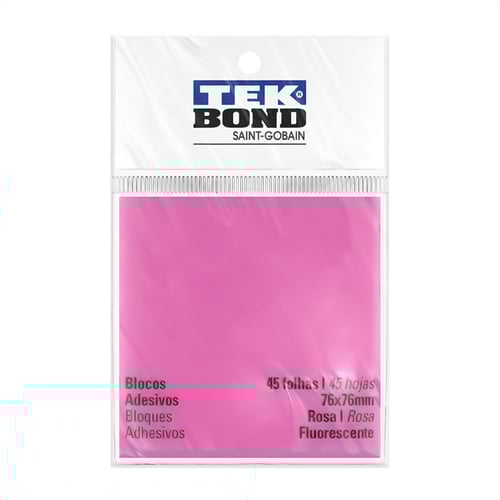 Imagem do produto Bloco Adesivo Tekbond Rosa Fluorescentes 76X76mm 45 Folhas