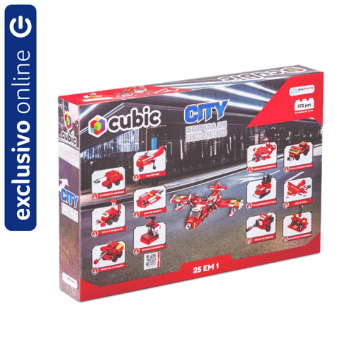 Imagem do produto Blocos De Montar Cubic 25 Em 1 Brigada De Incêndio 572 Peças Multikids