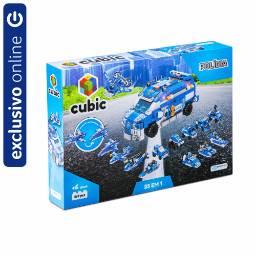 Imagem do produto Blocos De Montar Cubic 25 Em 1 Polícia 569 Peças Multikids