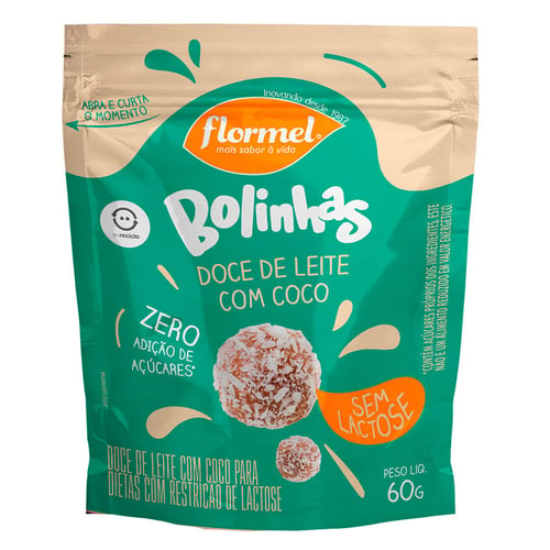 Bolinhas Doce De Leite Com Coco Flormel Sem Lactose 60G