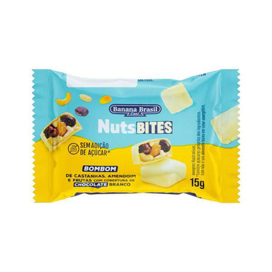 Imagem do produto Bombom Nutsbites Sem Açúcar Sabor Chocolate Branco Com Recheio De Castanhas, Amendoim E Frutas 15G