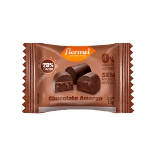 Bombom Recheado Flormel Chocolate Amargo Vegano Zero Açúcar Com 15G