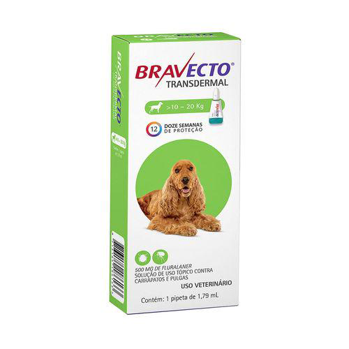 Imagem do produto Bravecto Transdermal Cães 10 A 20Kg 1,79Ml Msd Antipulgas