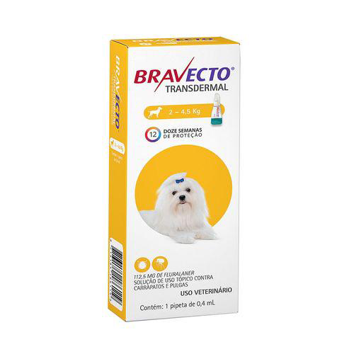 Imagem do produto Bravecto Transdermal Cães 2 A 4,5Kg 0,4Ml Msd Antipulgas