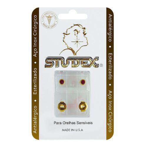 Imagem do produto Brinco Antialérgico Studex Classic Bezel Rosa Médio Dourado