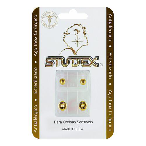Brinco Antialérgico Studex Classic Bolinha Média Dourada 1 Unidade 1 Par