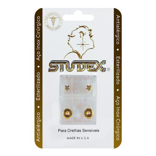 Brinco Antialérgico Studex Classic Estrela Cristal Médio Dourado