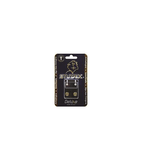 Imagem do produto Brinco Studex Deluxe Dourado Pedra Branca 1 Par