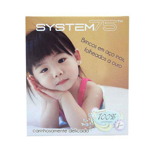 Brinco System 128 Perola Dourado Infantil