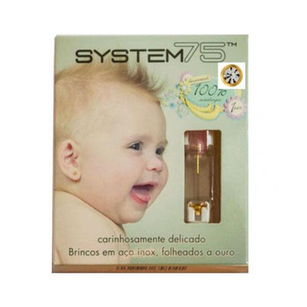 Brinco System 75 Cristal Dourado Infantil