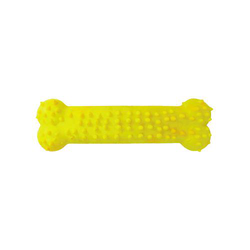 Brinquedo Osso Plaque Ataque Borracha Com Cravo Furacão Pet N2 M Amarelo