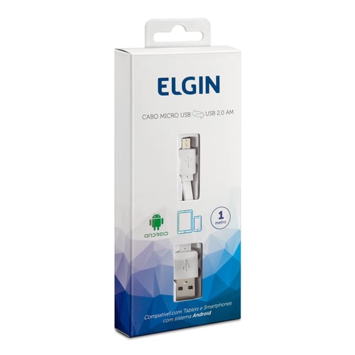 Imagem do produto Cabo Micro Usb Elgin Branco 1 Unidade