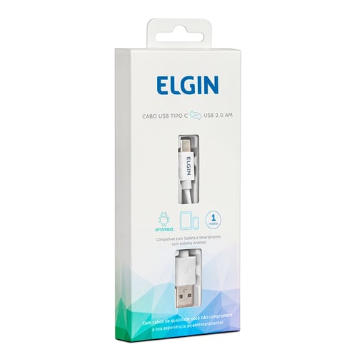 Imagem do produto Cabo Usb Tipo C Elgin Branco 1 Unidade